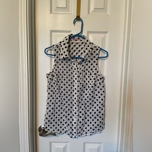 Boden Navy Polka Dot Sleeveless Button Down Top